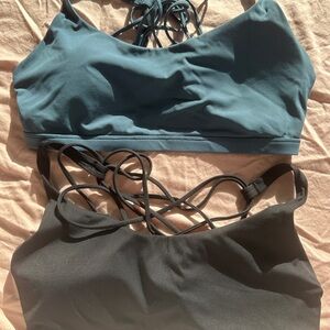 CRZ YOGA Teal and Black Strappy Bralette Duo
